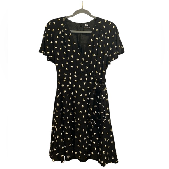 JILL STUART Womens Black Floral Short Sleeve V Neck Mini Sheath Dress Size 2 NEW - Picture 4 of 9